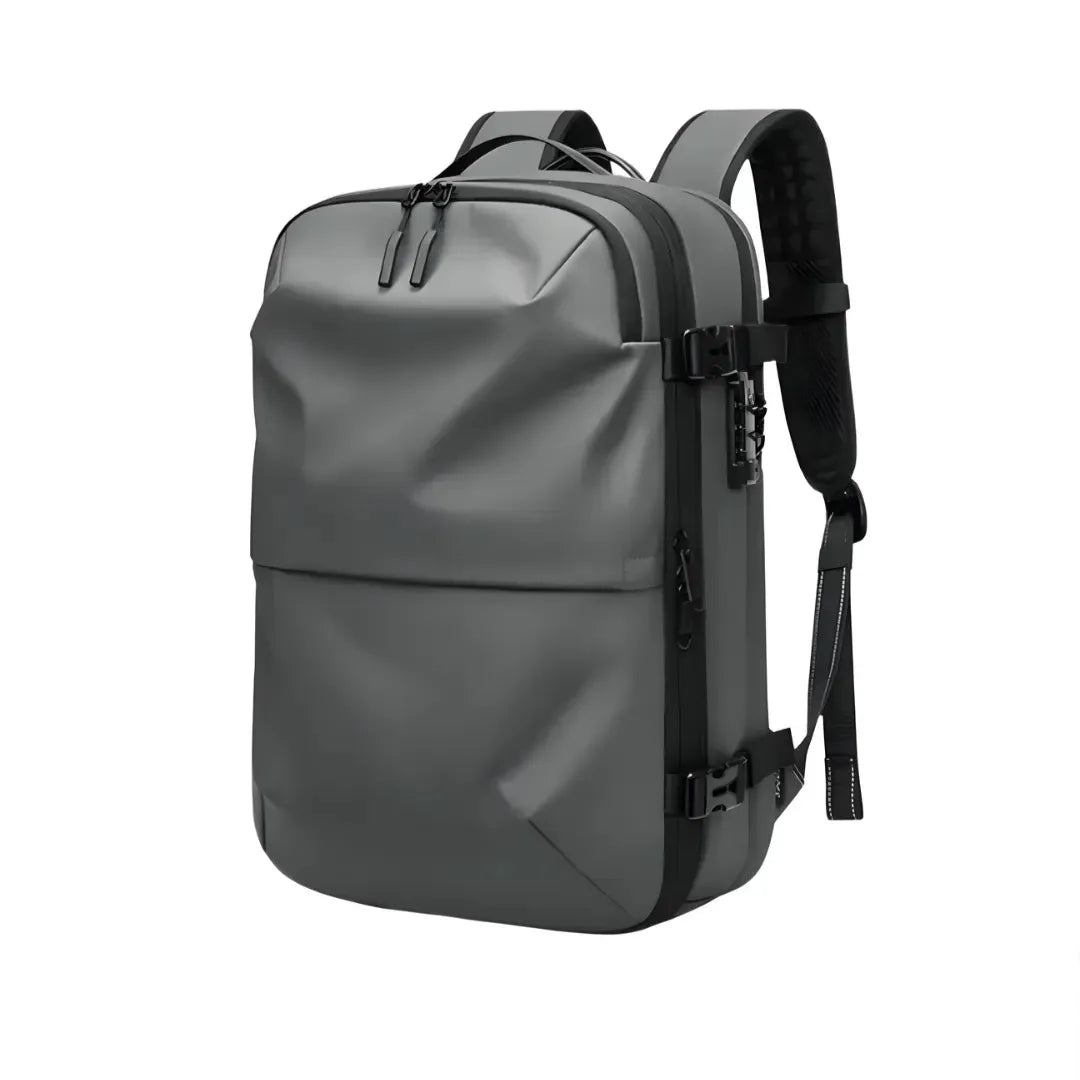 Vacuum Compression Backpack in Grey, side view
